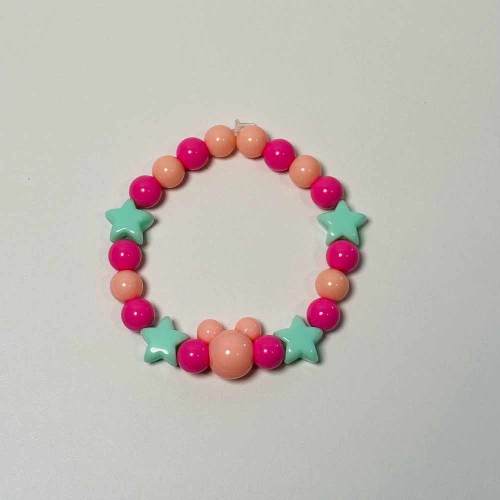 Disney Pink and Green Star Beaded Kids Bracelet